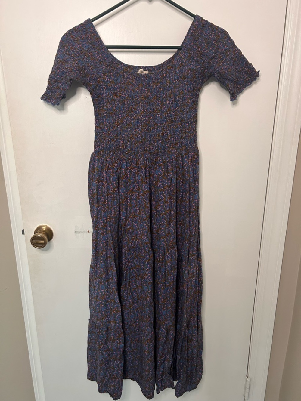 NATURAL LIFE Navy Blue Floral Smocked Maxi Dress - Picture 2 of 8
